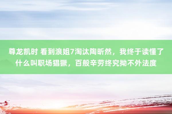 尊龙凯时 看到浪姐7淘汰陶昕然，我终于读懂了什么叫职场猖獗，百般辛劳终究拗不外法度