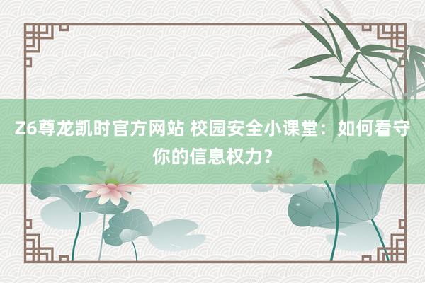 Z6尊龙凯时官方网站 校园安全小课堂：如何看守你的信息权力？