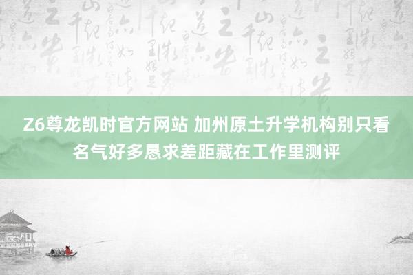 Z6尊龙凯时官方网站 加州原土升学机构别只看名气好多恳求差距藏在工作里测评