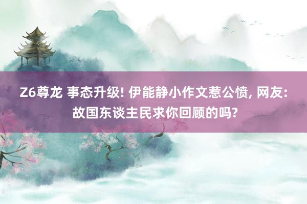 Z6尊龙 事态升级! 伊能静小作文惹公愤， 网友: 故国东谈主民求你回顾的吗?