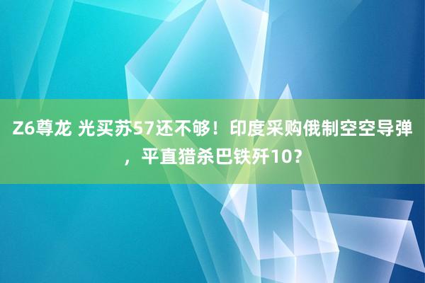 Z6尊龙 光买苏57还不够！印度采购俄制空空导弹，平直猎杀巴铁歼10？