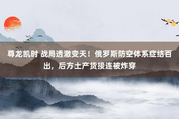 尊龙凯时 战局透澈变天！俄罗斯防空体系症结百出，后方土产货接连被炸穿