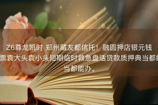 Z6尊龙凯时 郑州藏友都信托！融圆押店银元钱币邮票袁大头袁小头短期临时救急盘活贷款质押典当都能办。