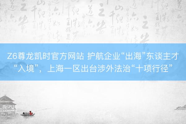 Z6尊龙凯时官方网站 护航企业“出海”东谈主才“入境”，上海一区出台涉外法治“十项行径”
